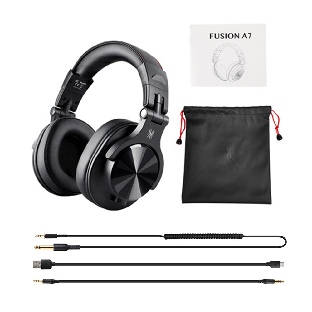 Wireless/ Wired Musical Instrument Monitor Headphones Wired Headset with 3.5mm & 6.5mm Audio Cables DJ recording headphone: Black (A70)
