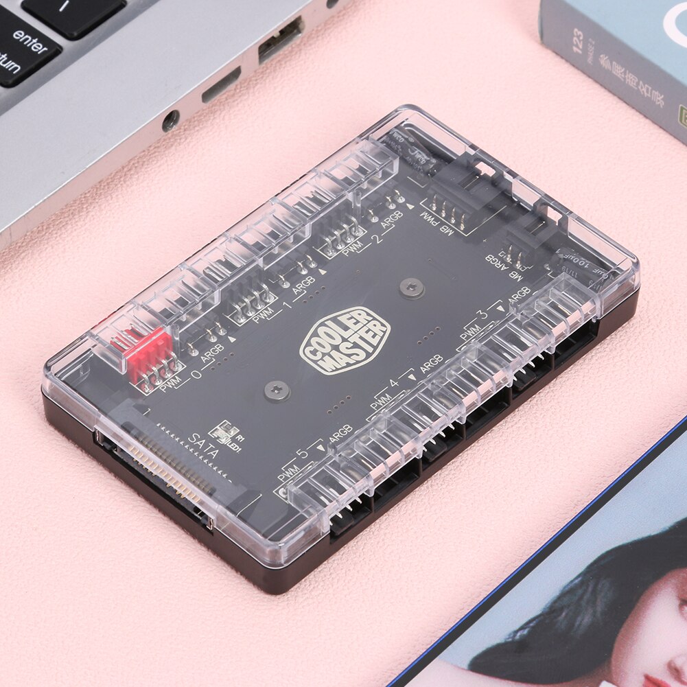 1 to 6 PC Hub Multi Way Splitter PWM ARGB Fan HUB 4Pin PWM 3Pin Addressable RGB Adapter for Desktop PC Fan Power interface SATA
