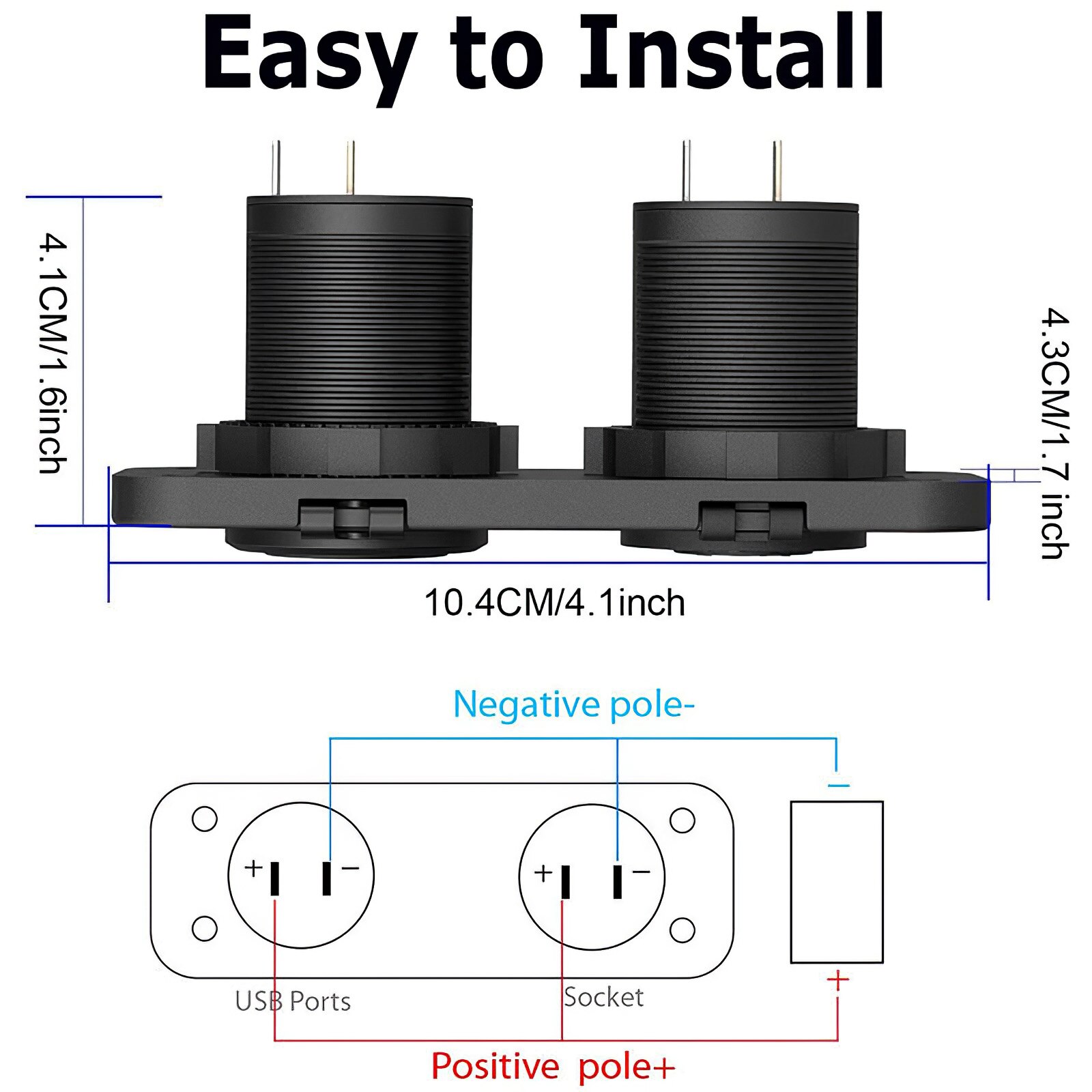 Onever 12V Cigarette Lighter Socket Waterproof Dual Usb Socket Panel Power Socket Led Display QC3.0 Fast Charger Socket