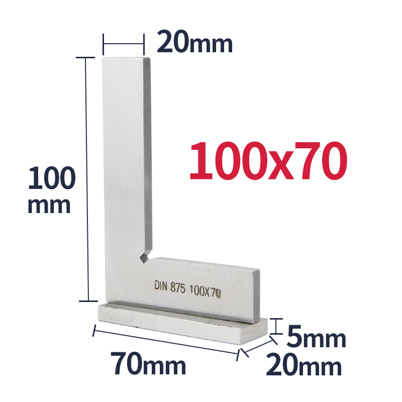 90 graders vinkel flad kant firkantet vinkel lineal træbearbejdningsværktøj snedker firkant lineal metal firkantet kulstofstål måler prøv firkantet: 100 x 70 med base 90