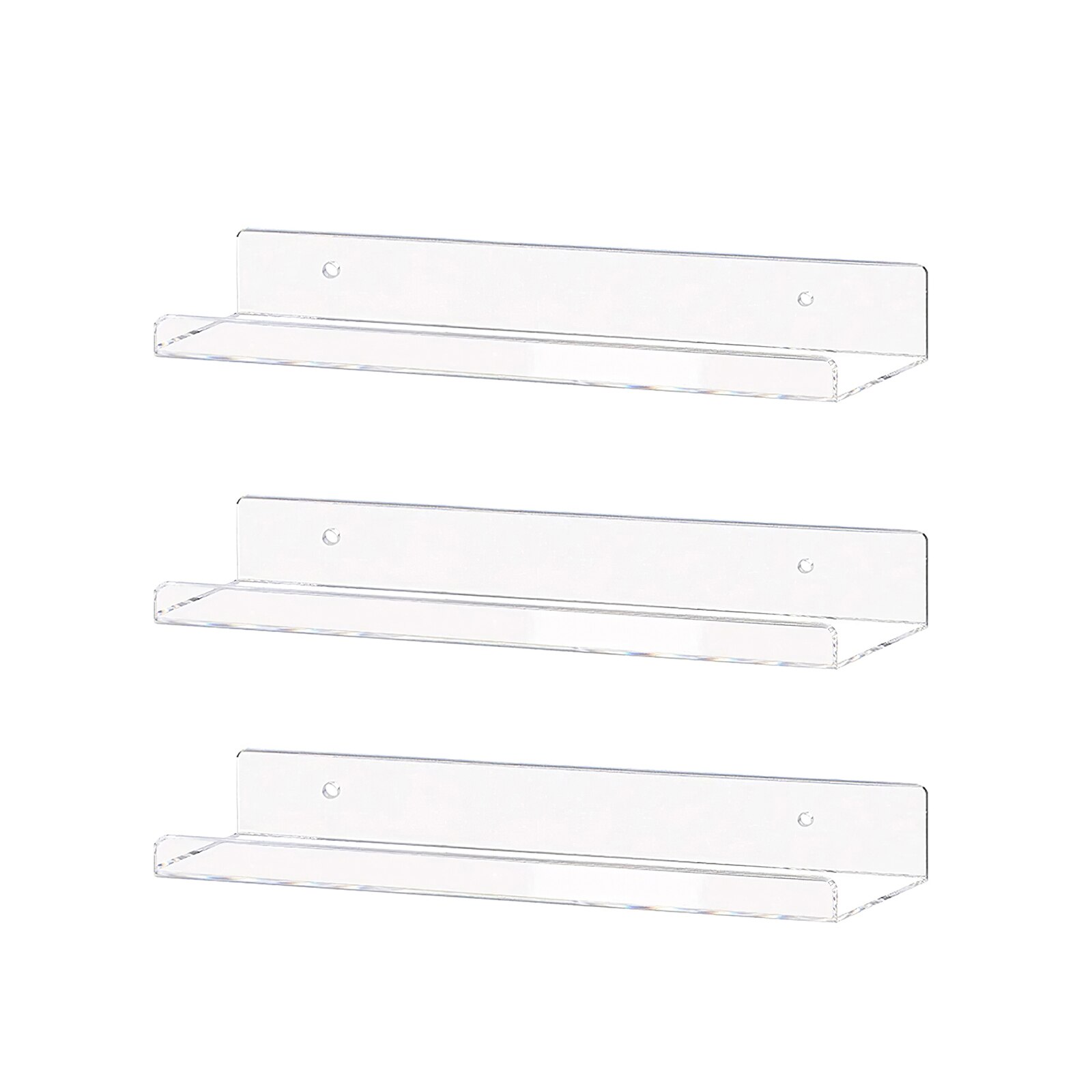 2 Stuks Acryl Muur Planken Transparant Acryl Badkamer Opbergrek Opknoping Planken Muur Gemonteerde Houders Voor Diversen Cosmetica: 3pcs