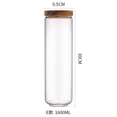 Huishouden Keuken Acacia Hout Verzegeld Opslag Jar Verzegelde Pot Gaopeng Silicium Glas Opslag Fles: 1600ml
