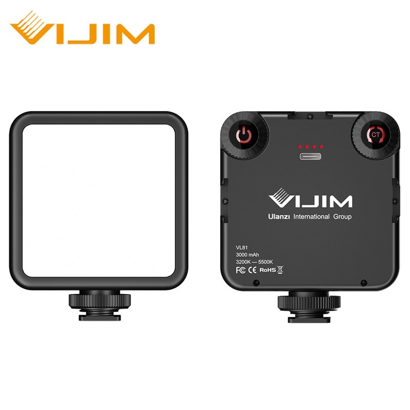 VIJIM VL81 3200k-5600K 850LM 6.5W Dimmable Mini Portable Vlog Fill Light LED Video Light With Cold Shoe Built-in 3000mAh Battery