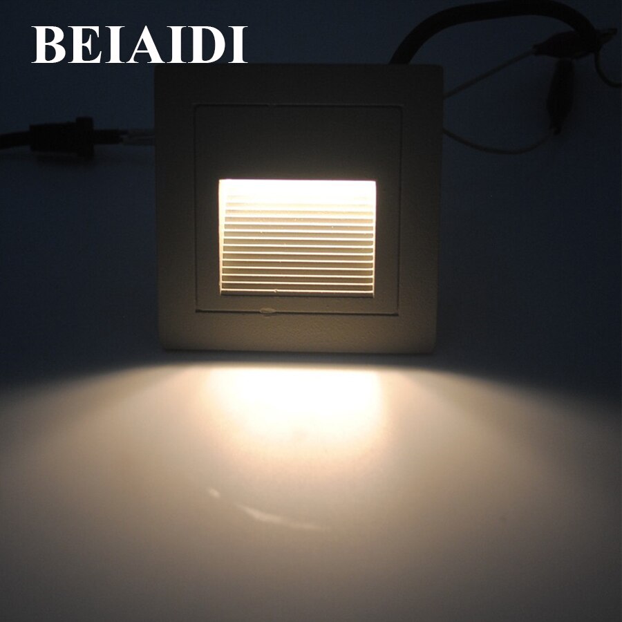 BEIAIDI 6pcs/Lot 3W LED Recessed Stair Step Light Outdoor Floor Stair Aisle Corner Light Villa Hotel Garden Footlight Wall Light