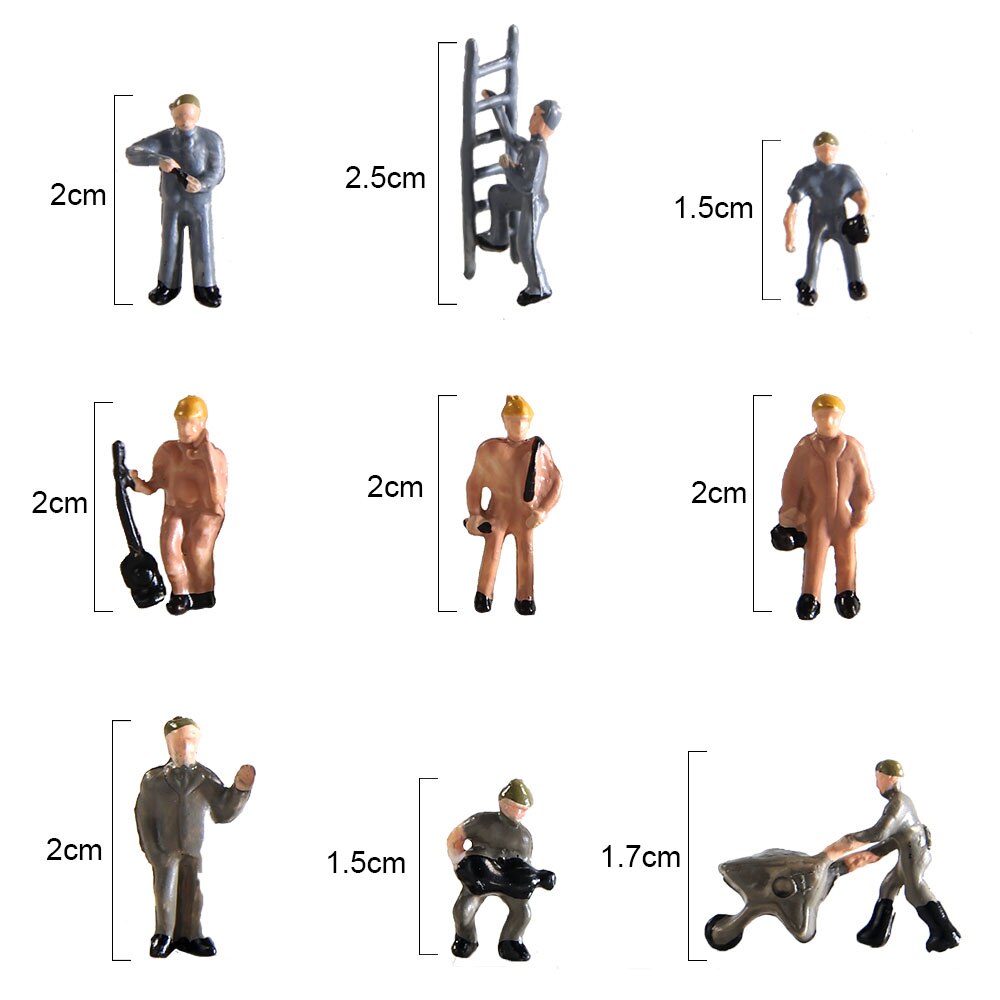 Ho Trein Werken Figuur Modus Miniatuur Werknemers Met Gereedschap Voor Spoorweg Gebouw Landschap Layout Speelgoed Architectuur