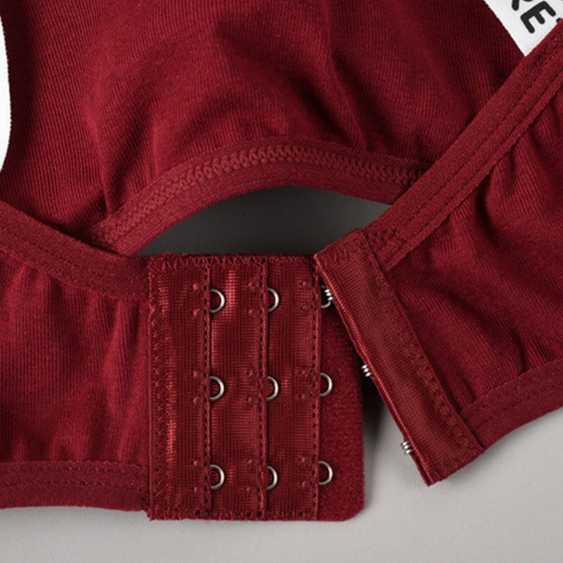 Sujetador de algodón con relleno desmontable sin costuras para mujer, sostén Sexy informal con estampado de letras sin anillo de acero, sujetador transpirable para fitness