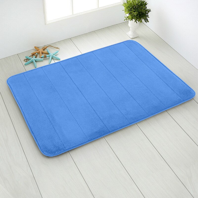 Matta korall fleece broderad matta golvmatta sju-remsor minne bomull badrum halkfria absorberande köket ingångsmatta