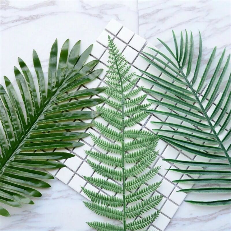 Plantas artificiales, accesorios de arreglo decorativos de hojas verdes, Palma floral, Palma de La Palma, hojas de palma, Monstera, decoración para el hogar y la boda