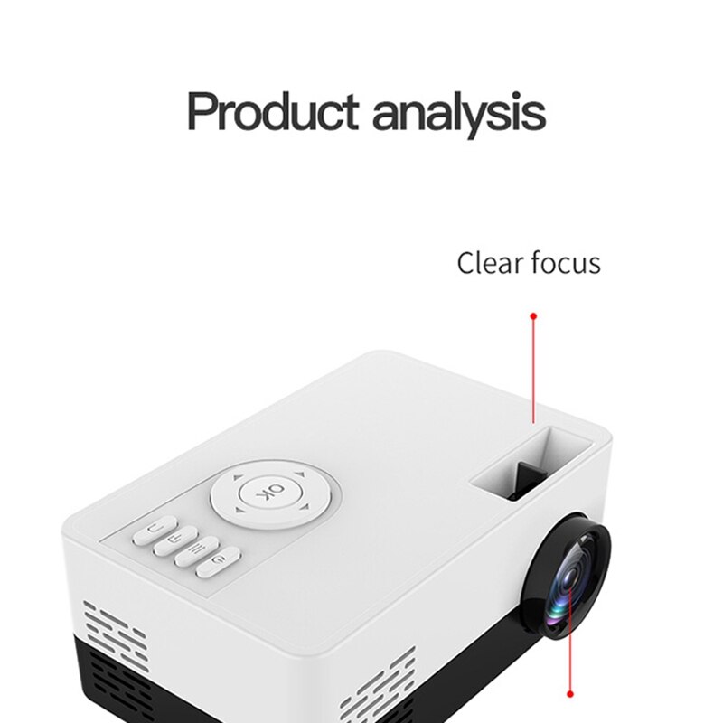 Portable J15 Mini Projector 1080P USB Mini Home Projector Mini Pocket Beamer Support 1080P AV USB SD Card(US Plug)