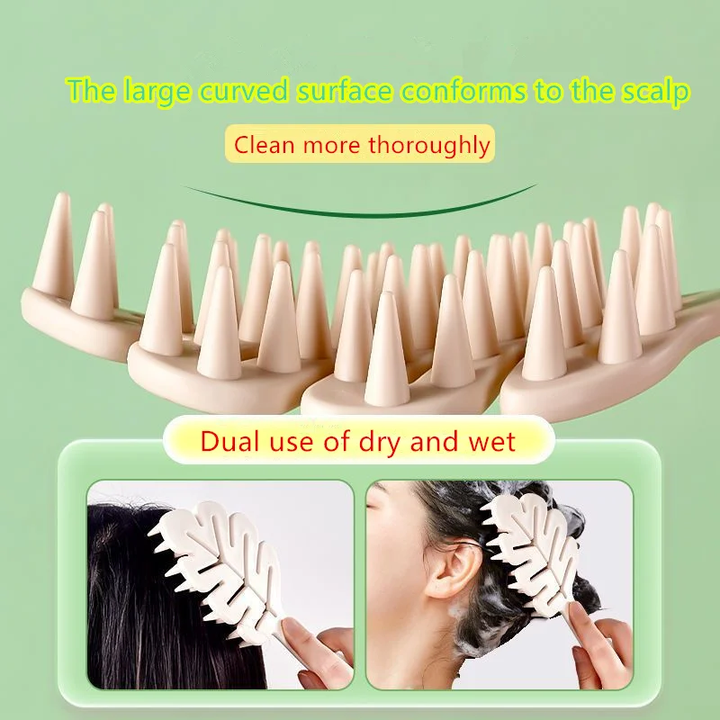 1 Uds. Cepillo de champú de hojas, cepillo para masaje del cuero cabelludo, peine para lavar la cabeza, masajeador de pelo de dos caras, cepillo de baño, depurador corporal, accesorios para el cabello