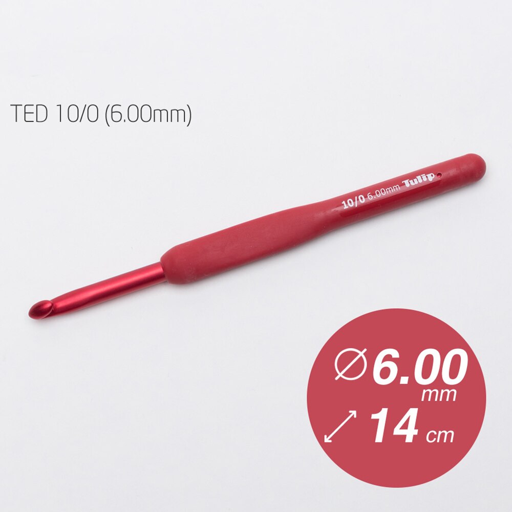 1PC Japan Tulip Brand Red Crochet Hook Aluminum Resin Knitting Needles Original authentic Upscale Imported Dia 1.8-6.5mm MMHXQ: 6.0mm