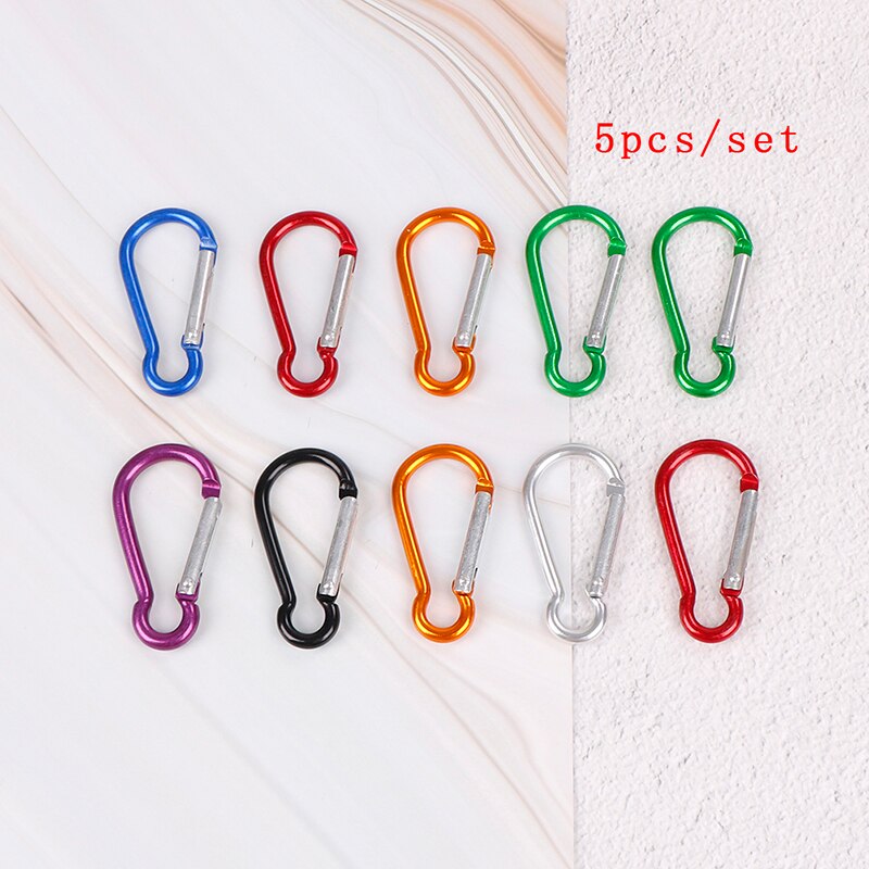 5PCS/pack Aluminum Carabiner D-Ring Key Chain Clip Camping Keyring Snap Hook Outdoor Travel Kit Useful