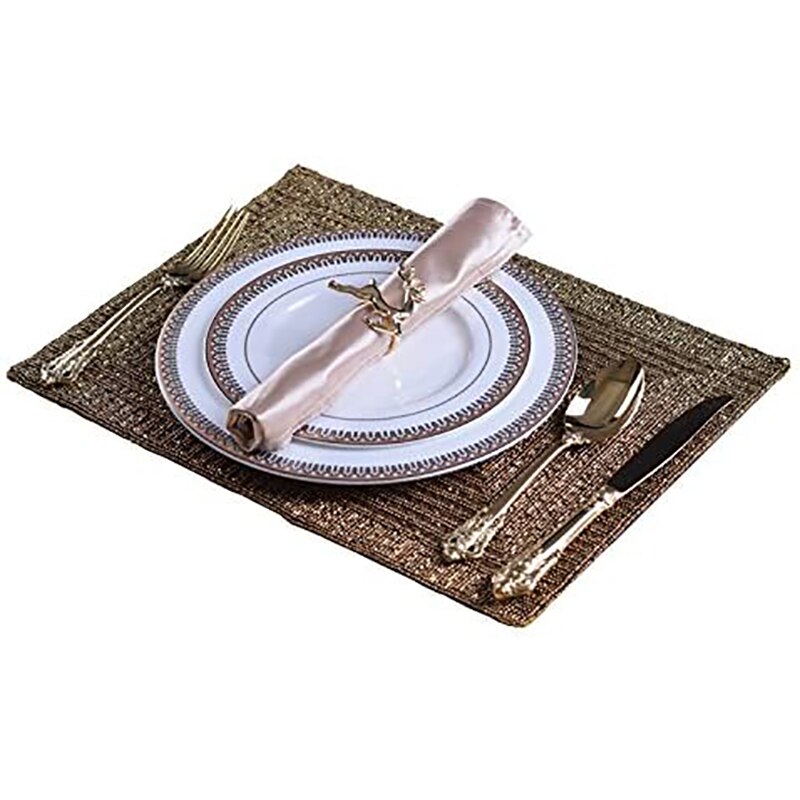 Servilleteros, servilleteros elegantes de alce dorado para la configuración del lugar, bodas, Navidad, Acción de Gracias, mesa de comedor de cocina para el hogar 8 Uds.