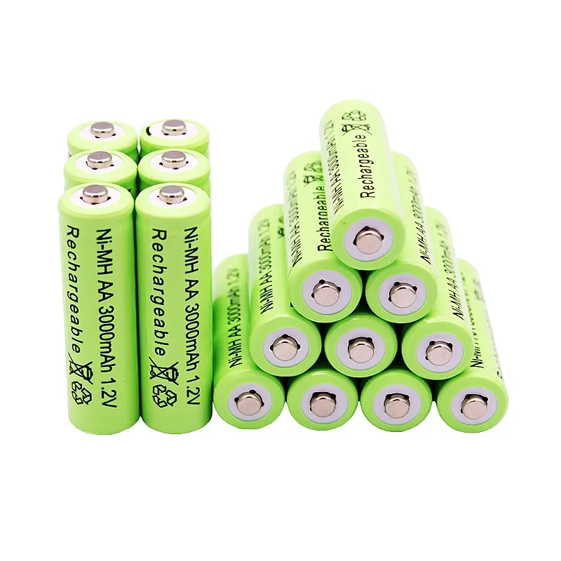 1.2V AA 3000mAh NiMH 1.2V Rechargeable Batteries Green Battery Garden Solar Lamp LED Flashlight Lantern Lamp Torch
