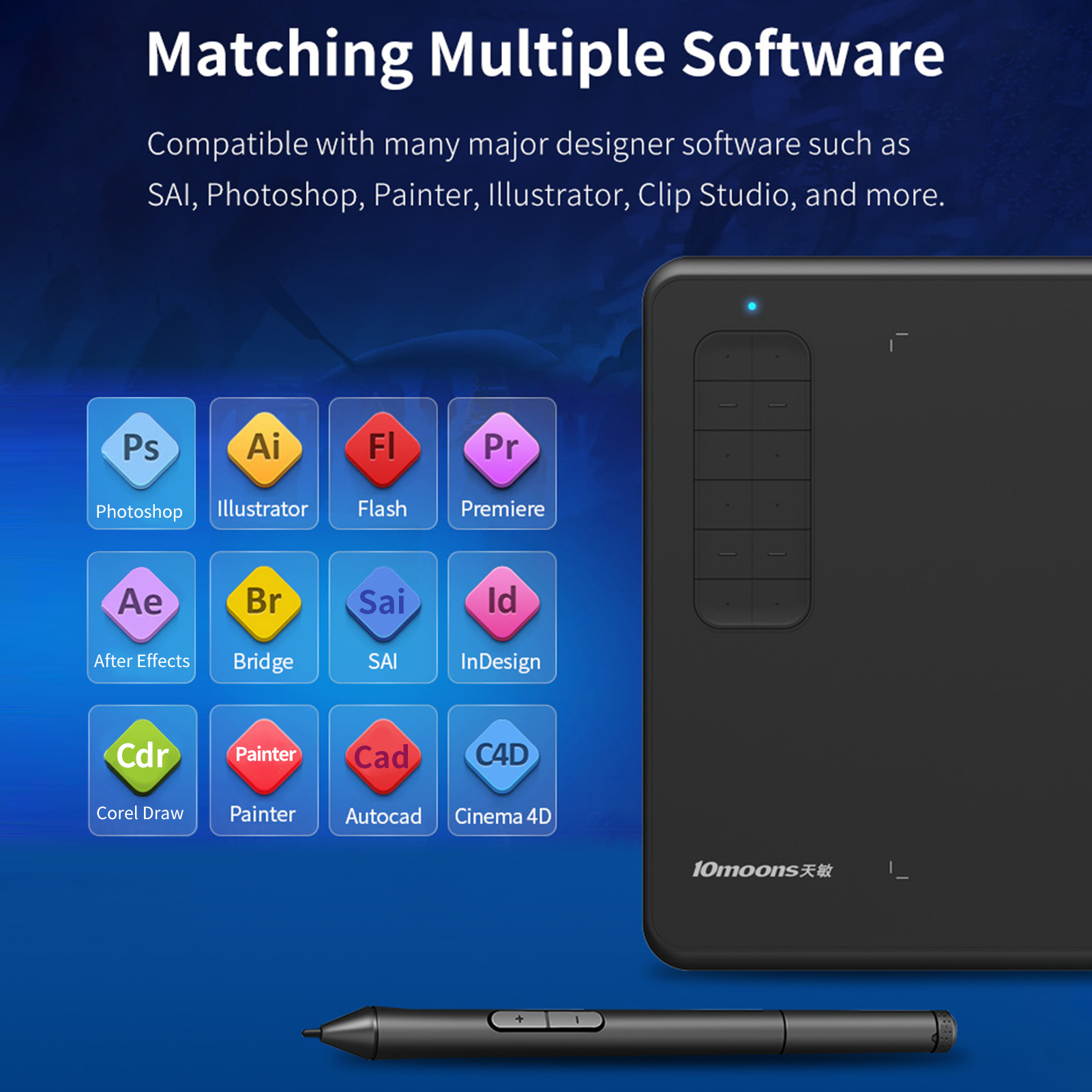 10moons G12 Graphics Drawing Tablet Ultralight Digital Art Creation Sketch 9.45 x 6 Inches Compatible with Windows Android OTG