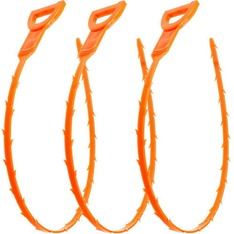 3 Pack 20 Inch Drain Snake Hair Drain Clog Remover Cleaning Tool: Default Title