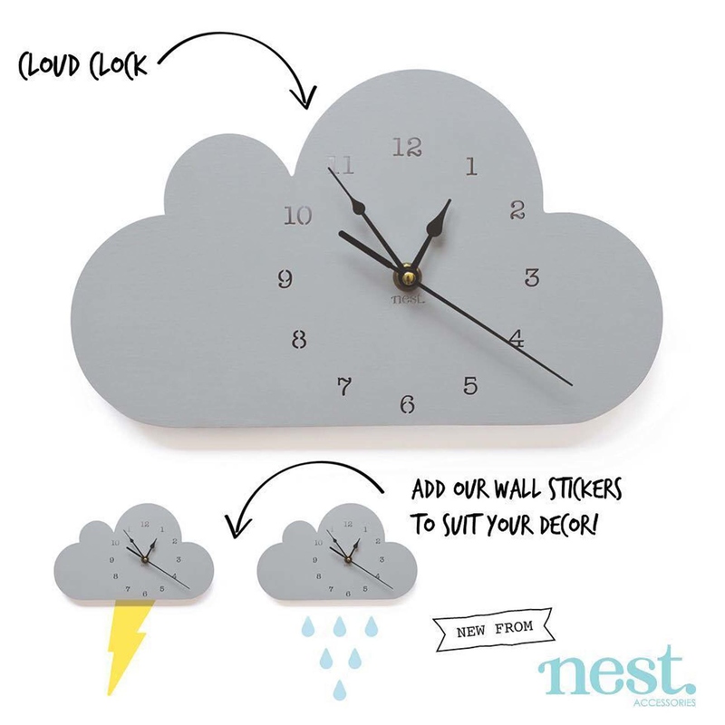 Nordic Rain Wall Clock Cute Cloud With Rainbow Rain Shape Baby Room Kids Girls Wood Mute Timepiece Watch Bedroom 2022
