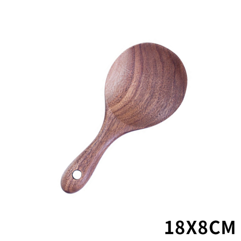Chinese Style Unpainted Solid Wood Teak Spatula Rice Spoon Kitchen Wooden Spoon For Kitchen Cooking Tools: A
