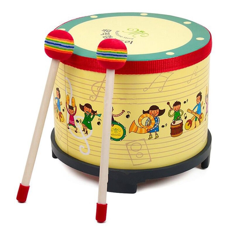 Boden Trommel Party Verein Karneval Farbe Schlagzeug Band mit 2 Holz SchläGel Musical Trommel Spielzeug für freundlicher