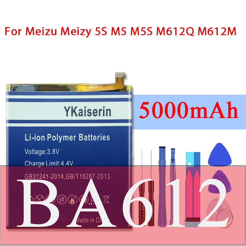 Highly Battery For Meizu Note 5 M5 Note/M5 5S M5s/M3 M3s/M3 Note L681H M681H Battery BA621/ BA612/ BT15/ BT61/BT68 Phone Battery: BA612 M5S 5000mAh
