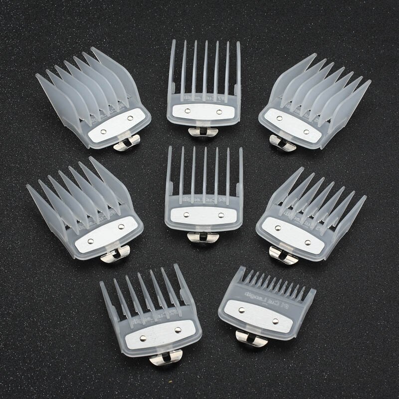 8 sizes of guide comb sets with a box metal combs spare parts hair clipper limited combs metal clip set: Set 1