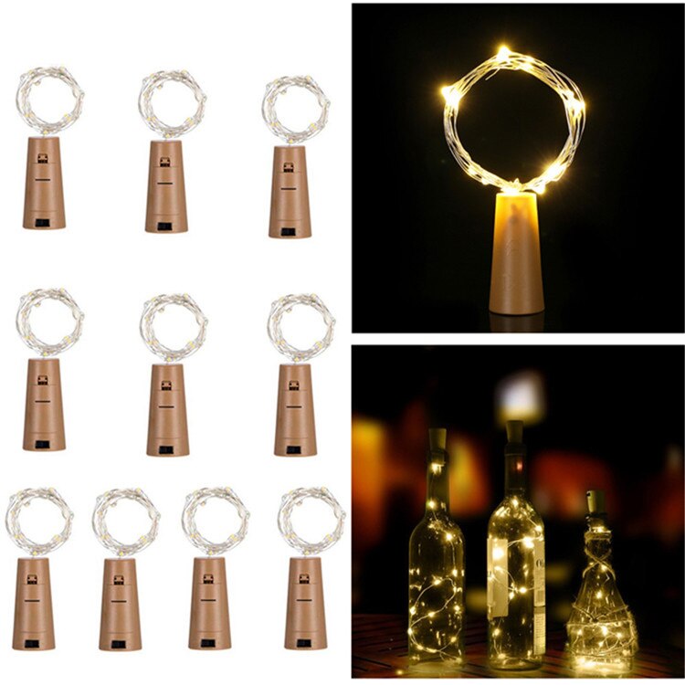High Quality15 LED Bottle String Lights Toy with Cork for Party Wedding Christmas Halloween Bar Decoration Warm White: 10pcs