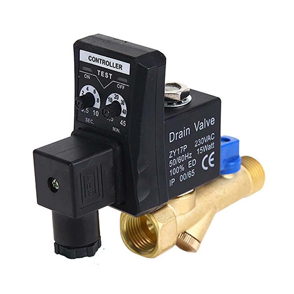 1/2" DN15 Automatic Electronic Drainer OPT-A 12V/24V DC 110V/220V AC Electronic Timer Air Compressed Gas Tank Drain Valve OPT-B
