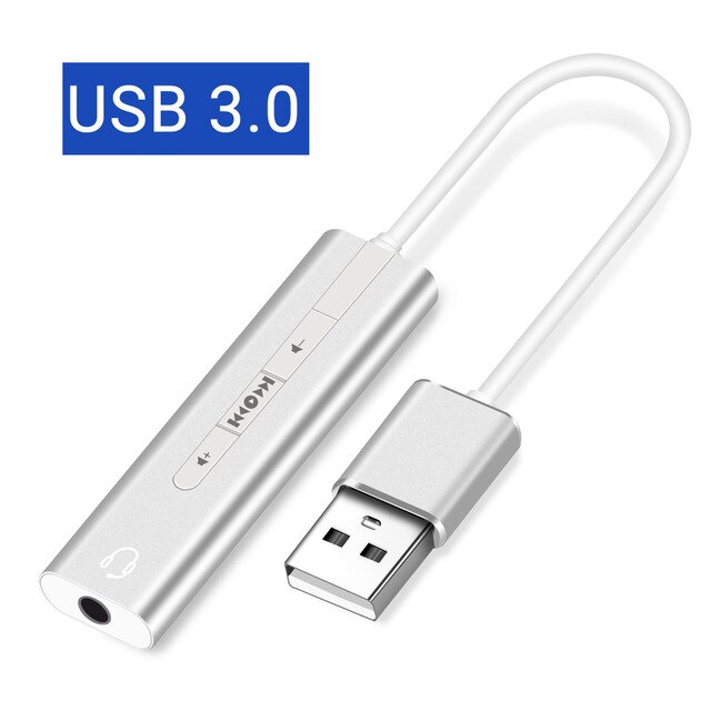 Kebidu External Sound Card 2 IN 1 3.5mm USB Audio Interface Microphone Headphone Adapter for PC Laptop USB Sound Card: Silver USB