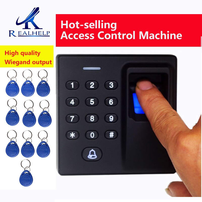 Deur Open Vingerafdruk Toegangscontrole Systeem Vingerafdruk Machine Mini Fp Toegangscontrole Wiegand Uitgang: TO-80 and 10pcs tags