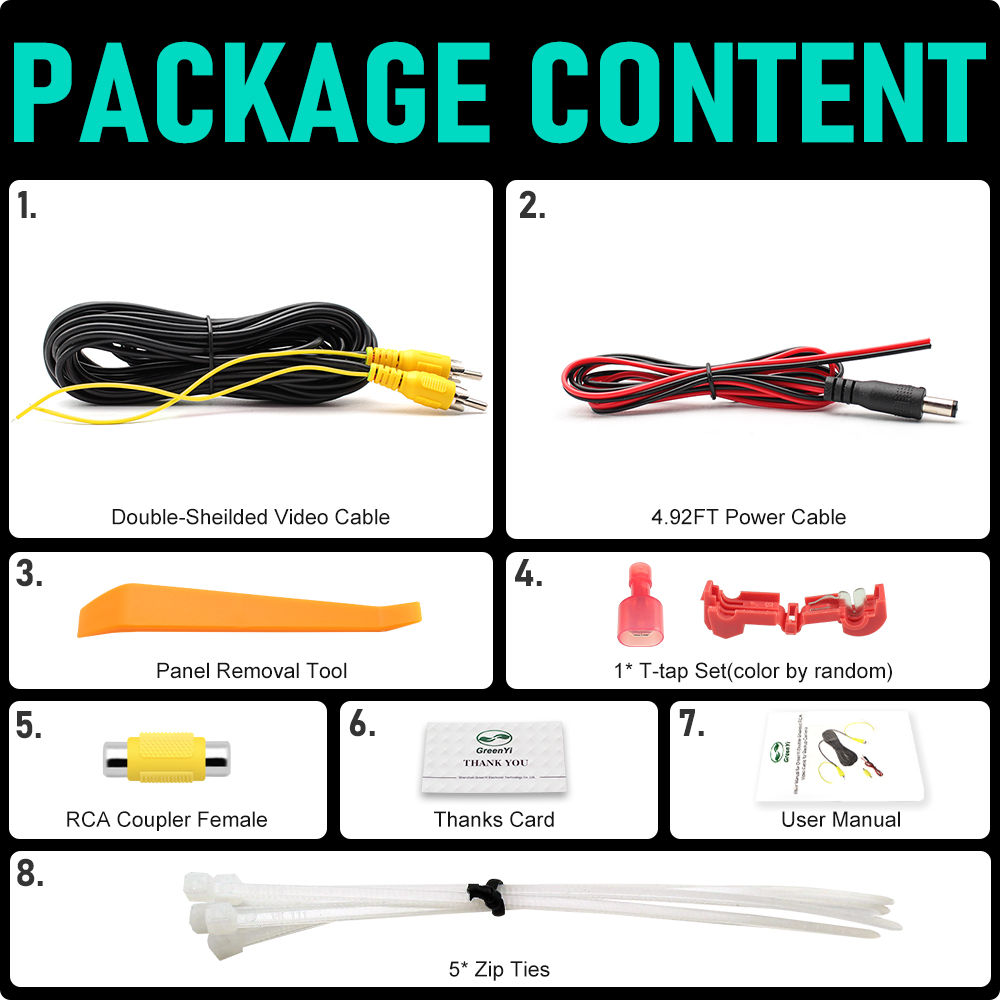 GreenYi Cable de vídeo RCA de doble blindaje para Monitor y conexión de cámara de visión trasera de respaldo 6m 8m 10m 15m 20m extensión AV