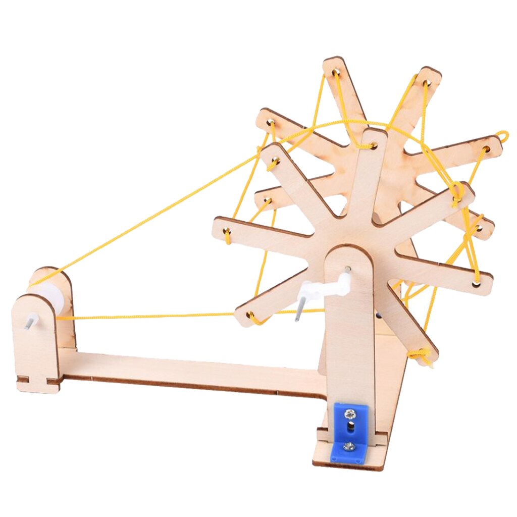 Wooden DIY Coloring Hand-Cranked Spinning Wheel Model Spinning Wheel Toys