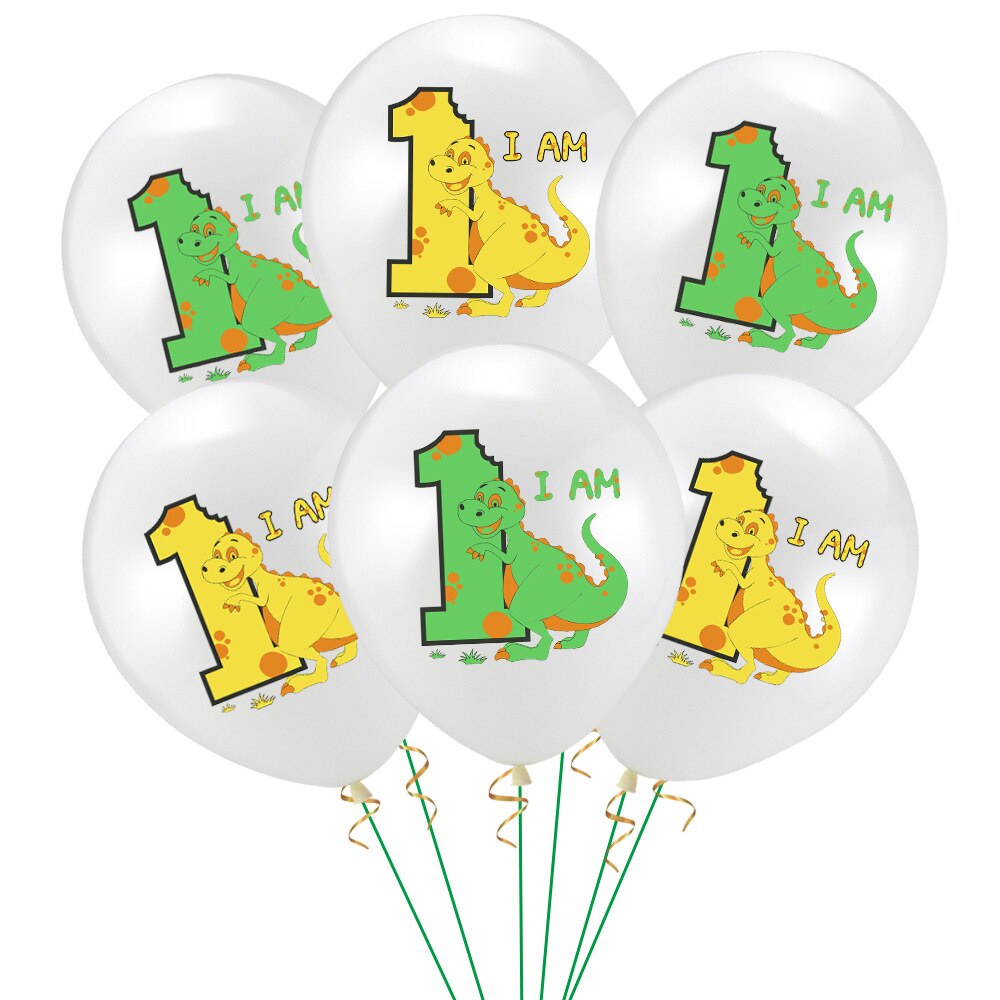 Globos de dinosaurio de dibujos animados 1st decoración de de cumpleaños dinosaurio de la edad del bebé globos bandera Banner Animal suministros