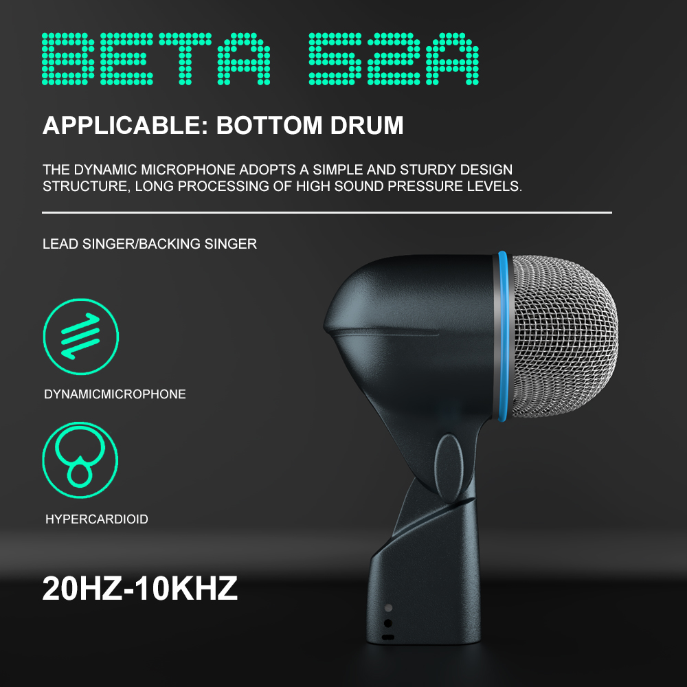 BETA 52A Drummicrofoon Instrument Dynamische microfoon Snare Kick Big Bass Metalen behuizing