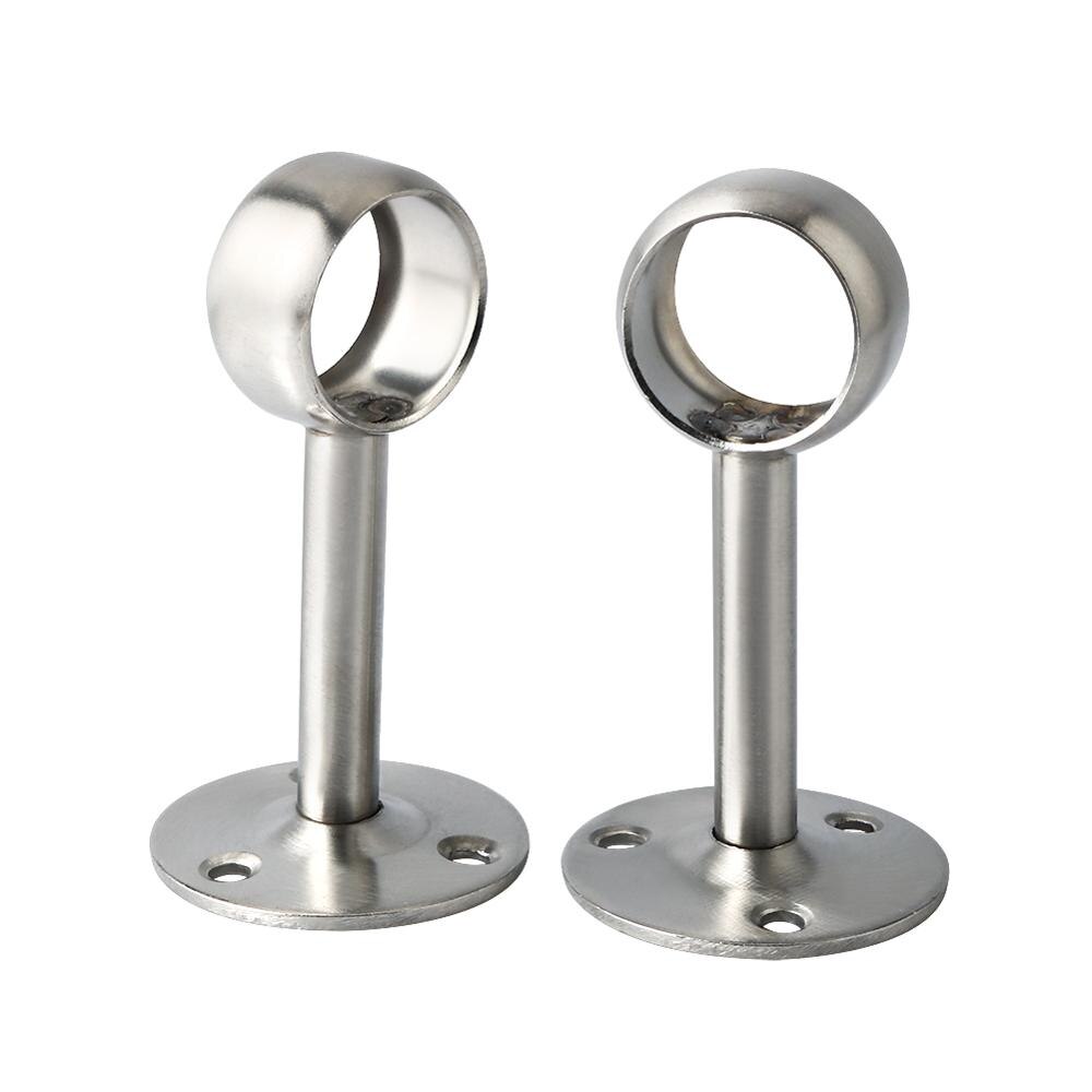 2pc Stainless Steel Flange Bracket 25mm Pipe Bracket Clothes Rod Seat Hanger Closet Rod Support Socket Flange Pipe Bracke: Brushed Nickel