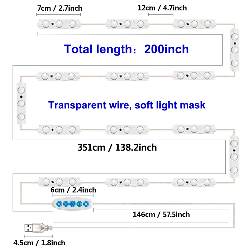 Luci a specchio per trucco a LED USB 5V Hollywood Dresser Light Bar Vanity Light lampada da tavolo da toeletta impermeabile per la decorazione del bagno