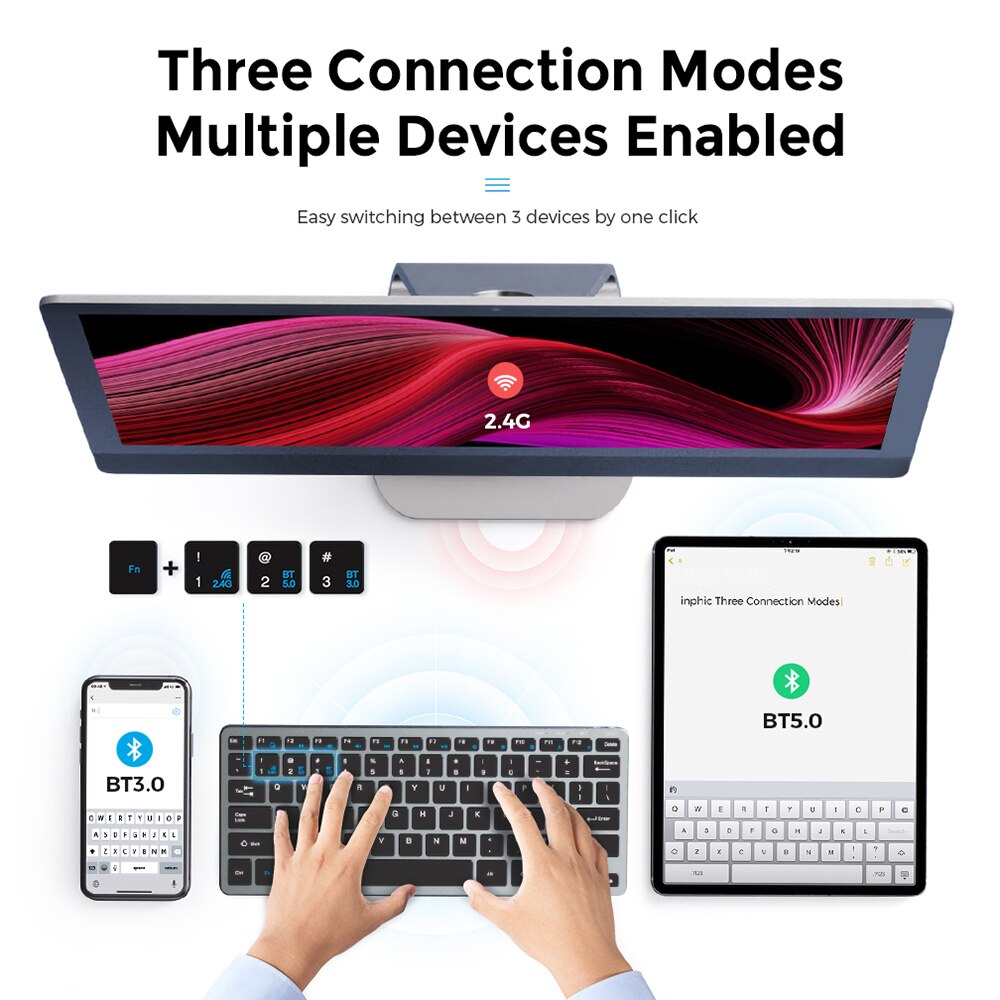 Wireless Keyboard Mini Bluetooth Toetsenbord Voor Ipad Telefoon Tablet Rubber Keycaps Oplaadbare Toetsenbord Voor Android Ios Windows