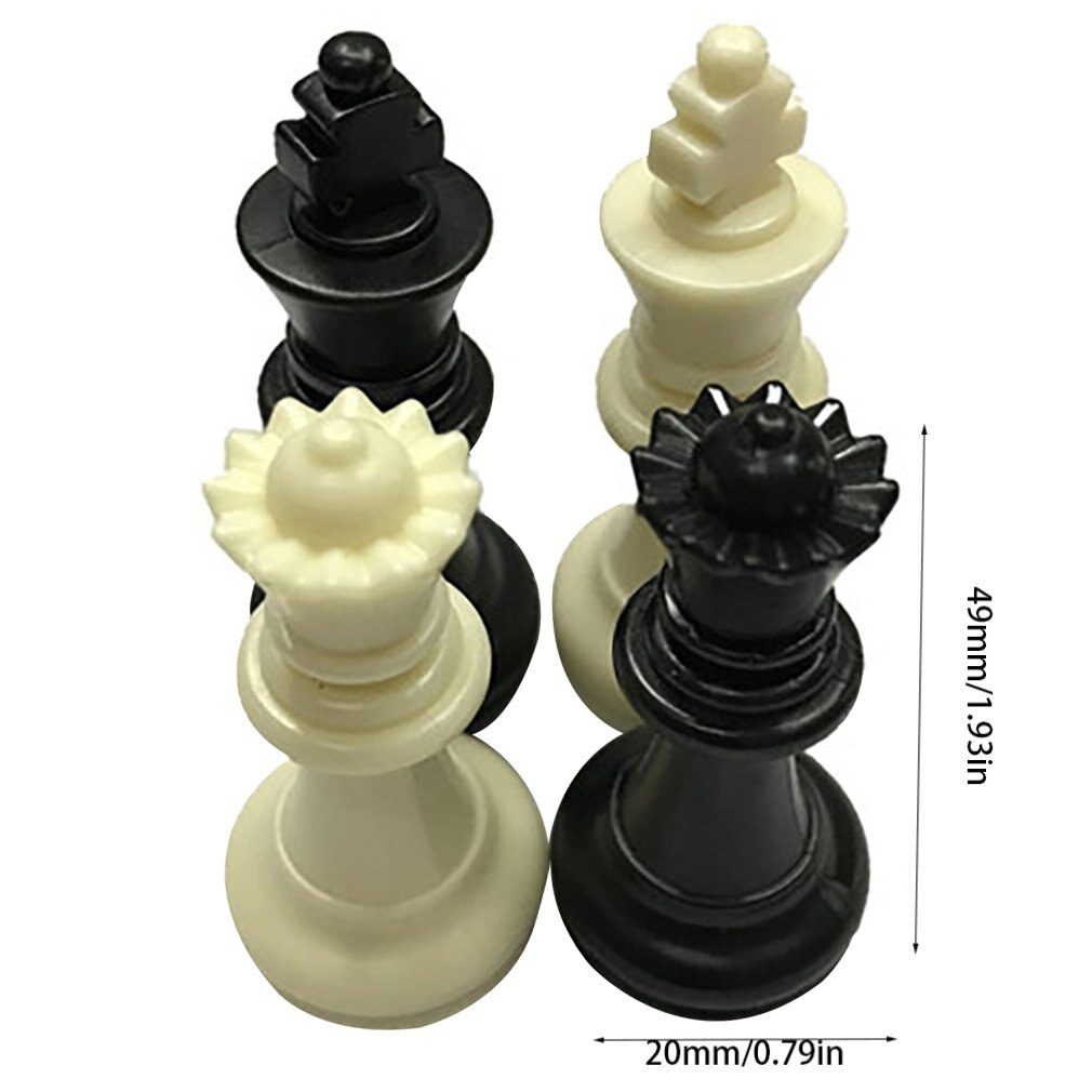 Medieval Chess Pieces/Plastic Complete Chessmen International Word Chess Game Entertainment Black&White