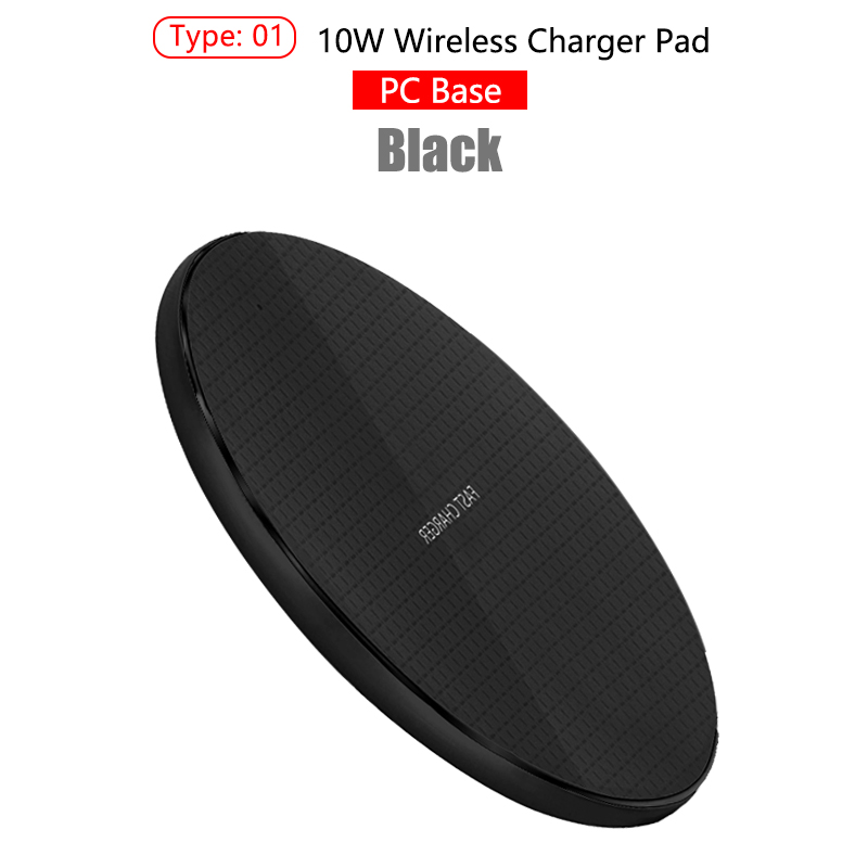 Qi Wireless Charger 10W Phone Charger For Xiaomi Mi 11 10s Lite Wireless Charging Pad For iPhone 12 11Pro Max Mini X XR 8 Plus: PC Style Black