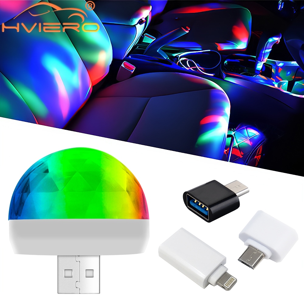 Auto USB Umgebungslicht DJ RGB Mini Bunte Musik Klang LED Apfel USB Schnittstelle Party Atmosphäbetreffend Innen Kuppel Stamm Lampe