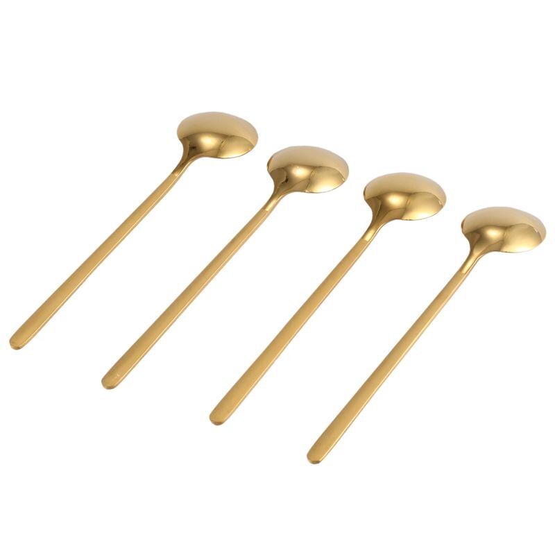 Round Shape Coffee Spoon Stainless Steel Mini Teaspoons Sugar Dessert Spoon Ice Cream Soup Spoon Kitchen Accessories(gold)