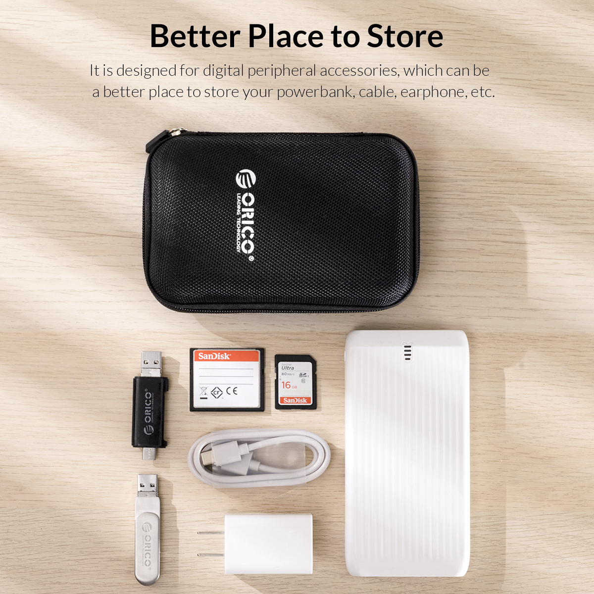 ORICO Caja para HDD de 2,5 pulgadas, bolsa para disco duro portátil para disco duro externo, caja para HDD portátil, protección de almacenamiento, negro/rojo/azul