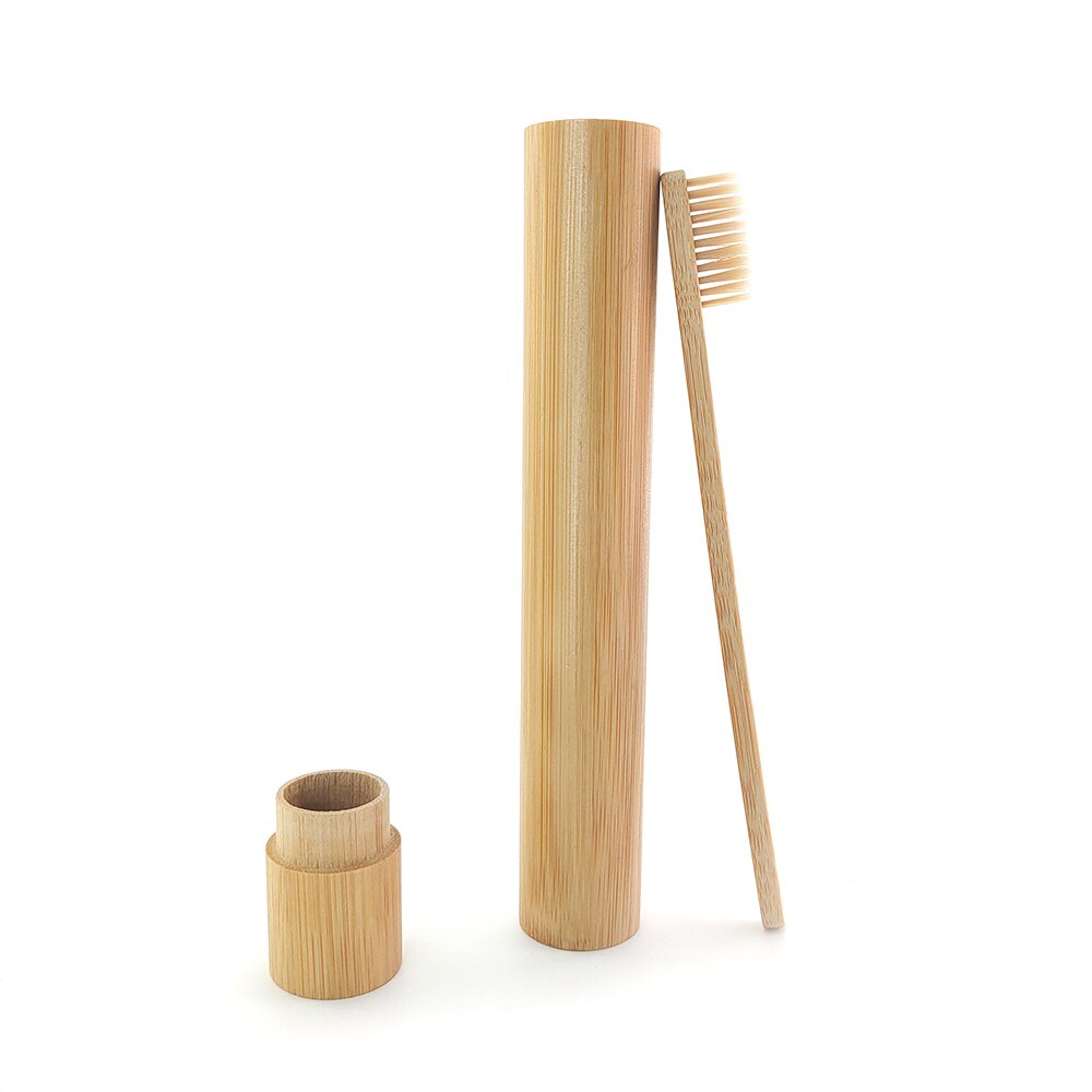 1pc Bamboo Toothbrush +1pc Bamboo Tube Eco Friendly Natural Bamboo Toothbrush Travel Case Soft Head Teeth Brush 2pc Packing: 492-C-1