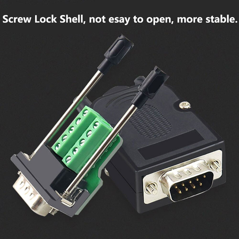 DB9 Welding-free Male Plug Female Socket Screw Lock Shell Kit RS232 9 Pin Serial Port Connector 485 422 Interface D-Sub9 Adapter
