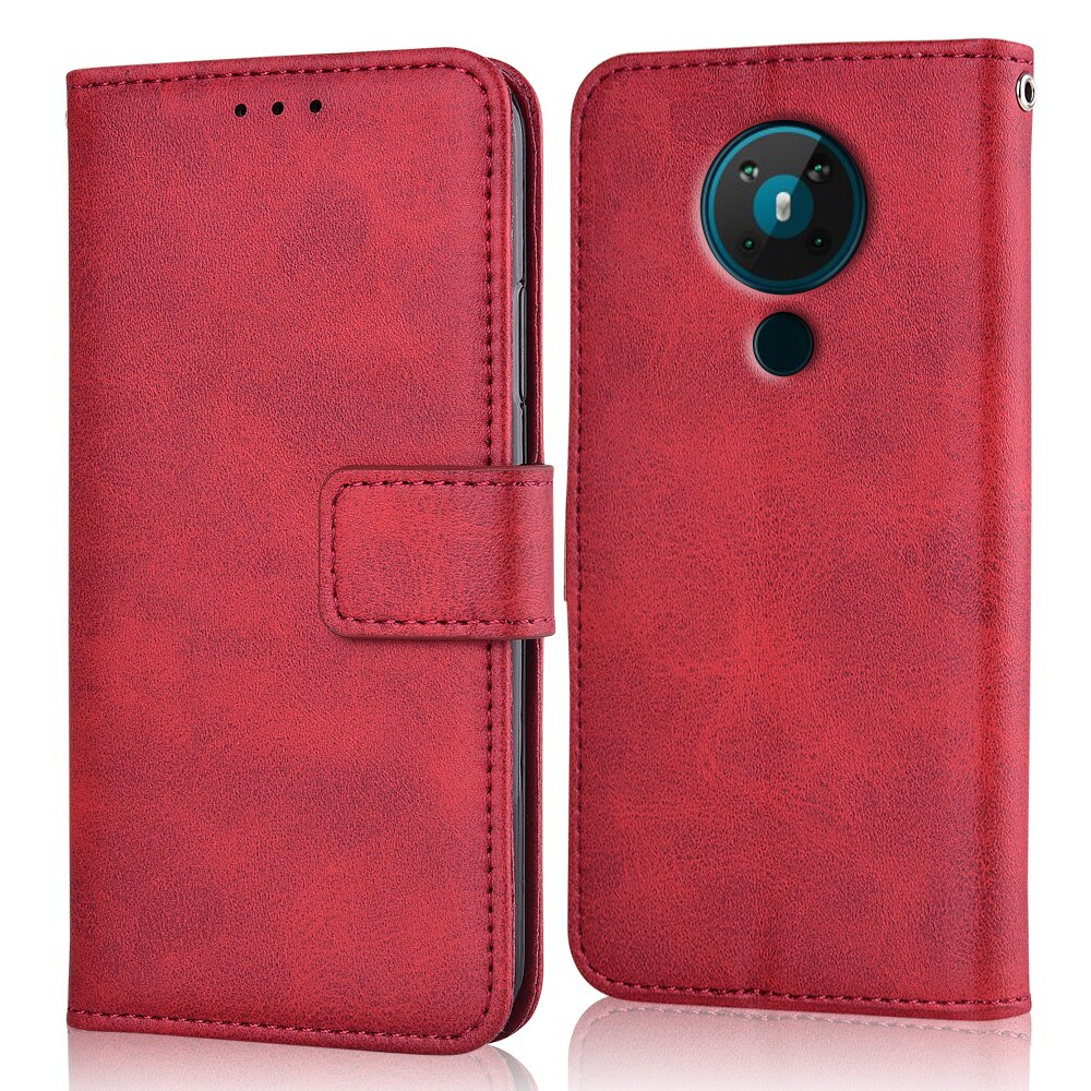 Wallet Case On Nokia 5.3 Cover Fitted Case On Nokia 5.3 Cover Phone Bag For Nokia 5.3 Plain Book Cover: niu-Red