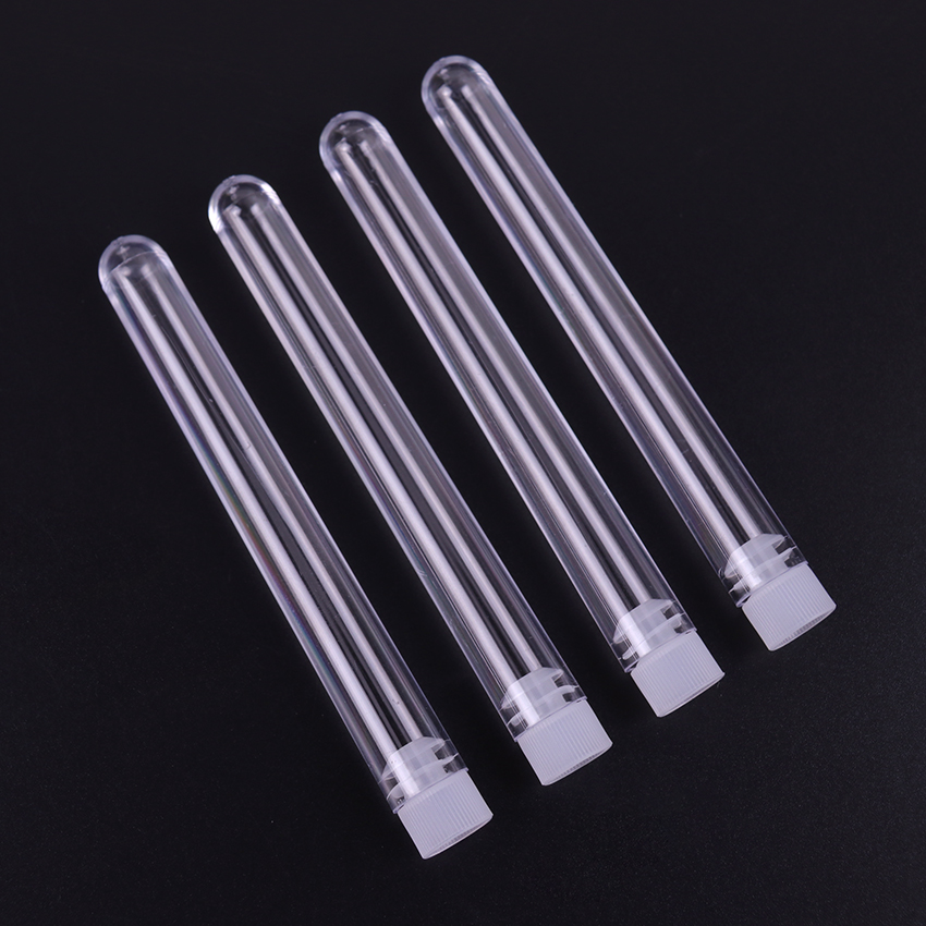 Tubes de laboratoire à essai en plastique transparent, flacon d'expérimentation de bureau, à fond rond avec bouchon, fournitures de labo, taille 12x100 mm, 10 pièces par lot,