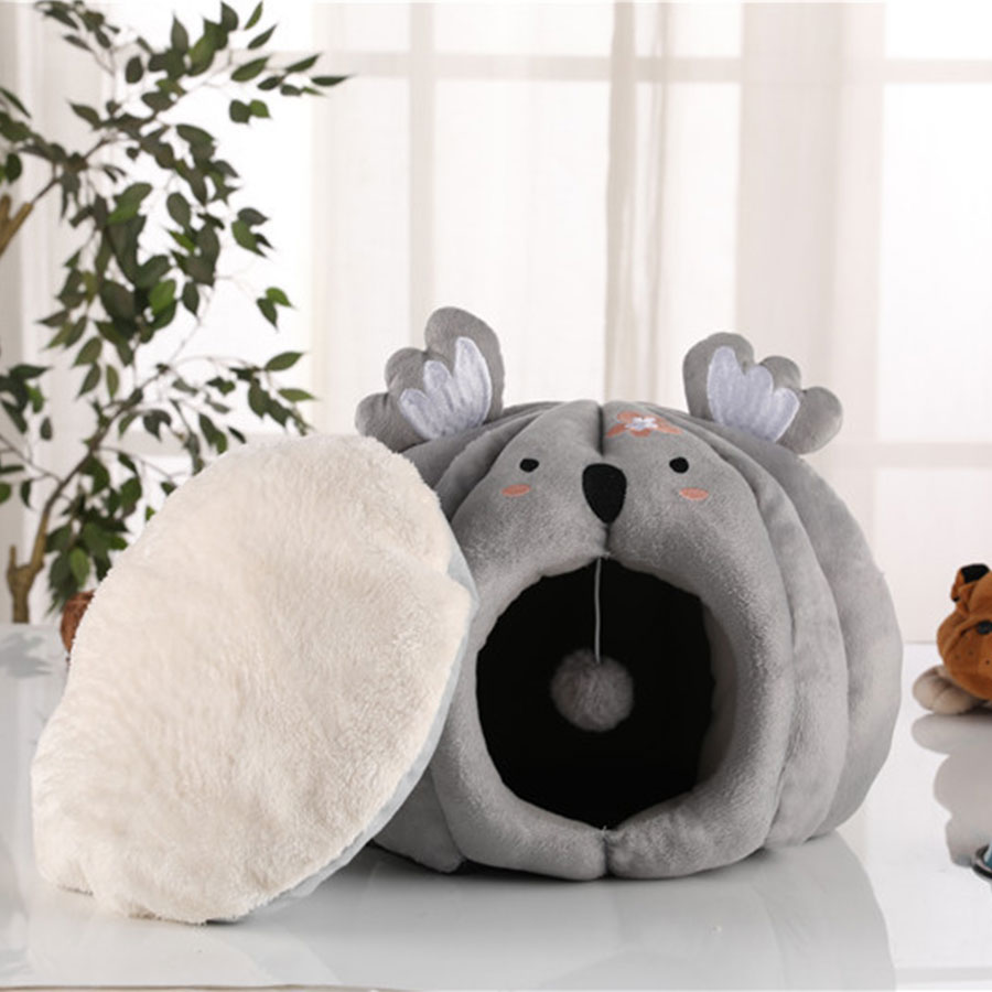 Śmieszne legowisko dla kota kreskówka zwierzę domowe Jaskinia Dom komfort ciepłe szczeniak hodowla z matą odpinany śpiwór dla zwierząt poduszki koty akcesoria