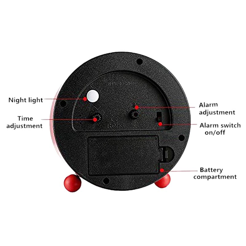 Hanlintime Analog Alarm Uhr, Einfach einstellen Kleine Schreibtisch Uhr, Nicht Ticken, Mit Nacht Licht, batterie angetrieben Super Stille Wecker, B