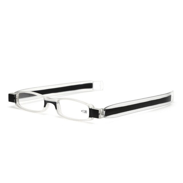 Nonor 360 Graden Rotatie Opvouwbare Leesbril Draagbare Brillen Mini Leesbril Presbyopie Verziendheid Bril Voor Mannen: +300 / black
