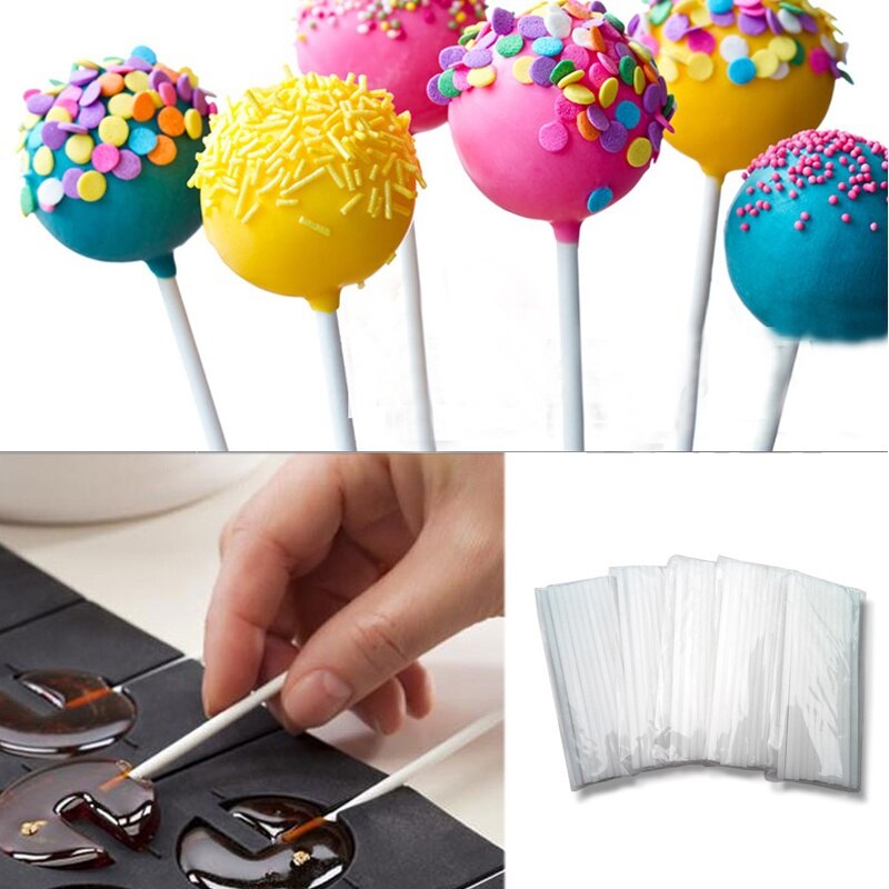 100 Stuks Pop Sucker Sticks Diy Cake Lolly Stok Plastic Lolly Handleiding Lolly Chocolade Mold Dessert Gereedschap