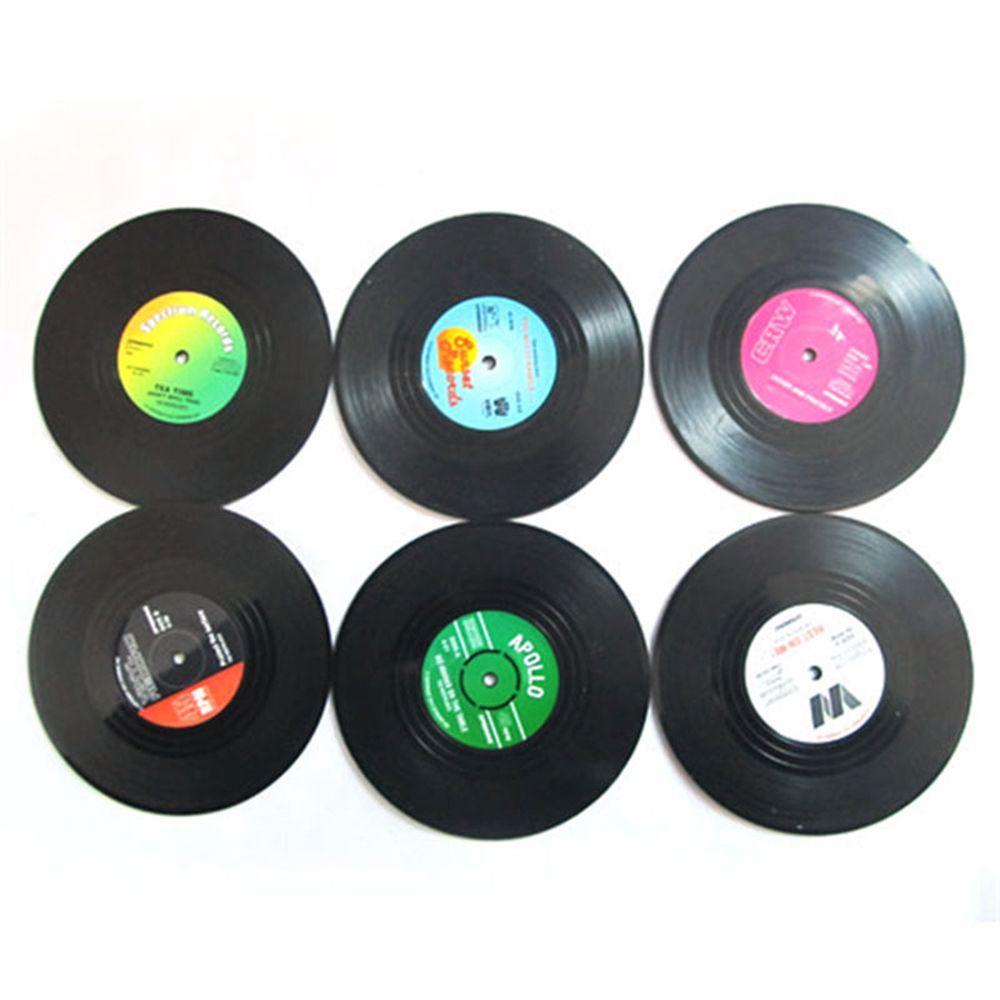 6 Pcs Retro Onderzetters Vinyl Cd Fun Drinken Koffie Onderzetters Speler Houder Desktop Bescherming Hittebestendige Anti-Slip Mat home Decor onderzetters onderzetter coaster coasters marmer onderzetter bekerhouder kers: 6pcs C